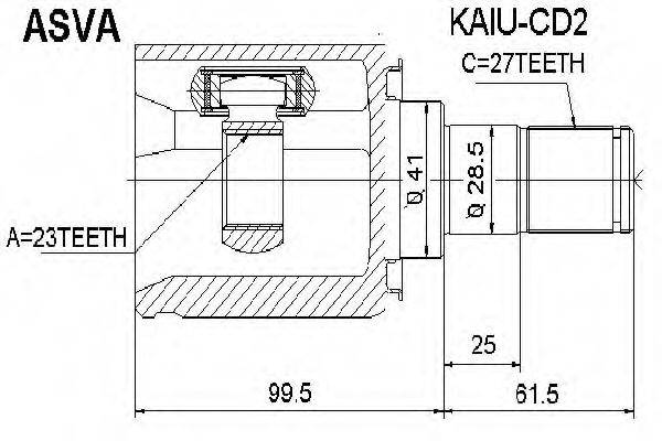 Шарнирный комплект, приводной вал ASVA KAIU-CD2