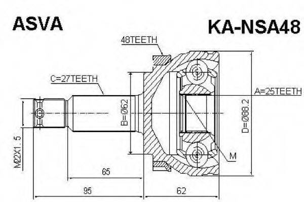 ASVA KANSA48 Шарнирный комплект, приводной вал