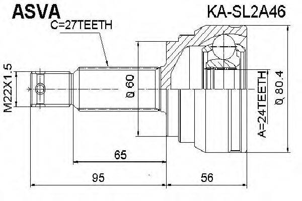 ASVA KASL2A46 Шарнирный комплект, приводной вал