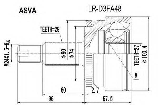 ASVA LRD3FA48 Шарнирный комплект, приводной вал