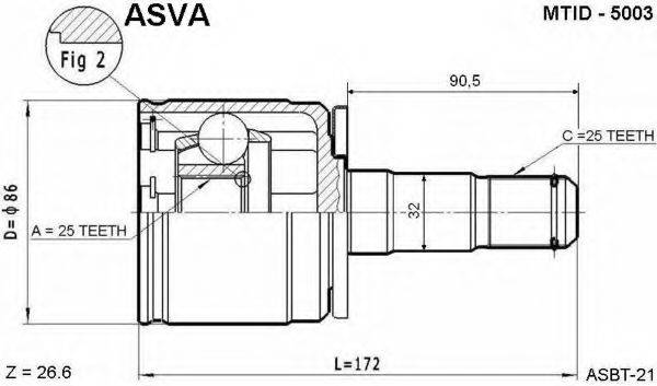 ASVA MTID5003 Шарнирный комплект, приводной вал