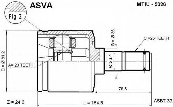 ASVA MTIU5026 Шарнирный комплект, приводной вал
