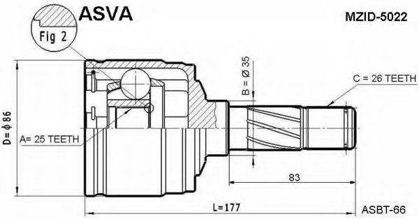 ASVA MZID5022 Шарнирный комплект, приводной вал