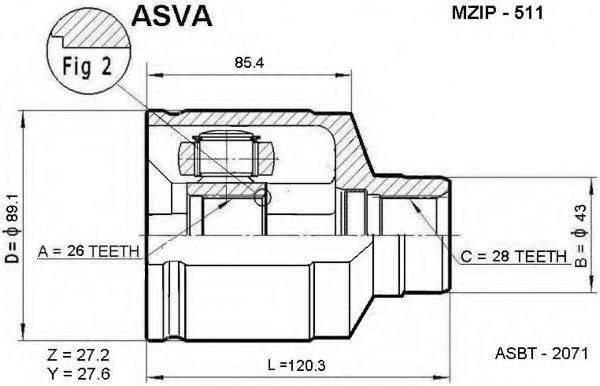 ASVA MZIP511 Шарнирный комплект, приводной вал