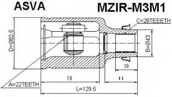ASVA MZIRM3M1 Шарнирный комплект, приводной вал