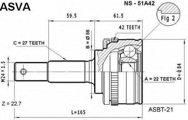 ASVA NS51A42 Шарнирный комплект, приводной вал
