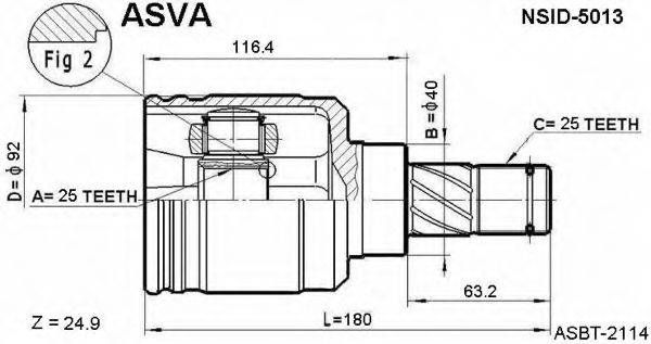 Шарнирный комплект, приводной вал ASVA NSID-5013