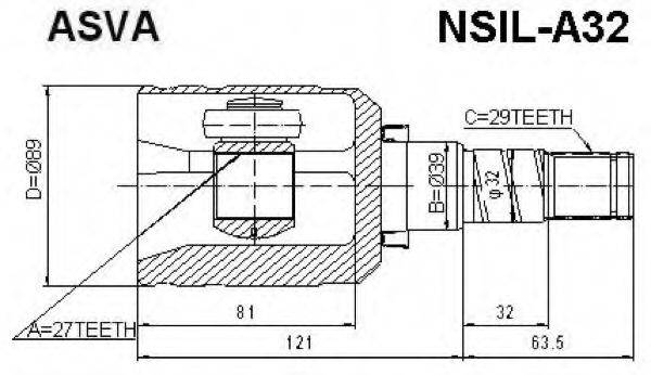 ASVA NSILA32 Шарнирный комплект, приводной вал