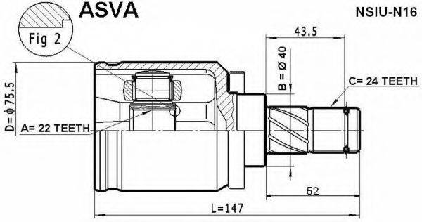 Шарнирный комплект, приводной вал ASVA NSIU-N16