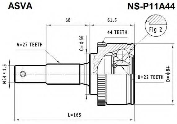 ASVA NSP11A44 Шарнирный комплект, приводной вал