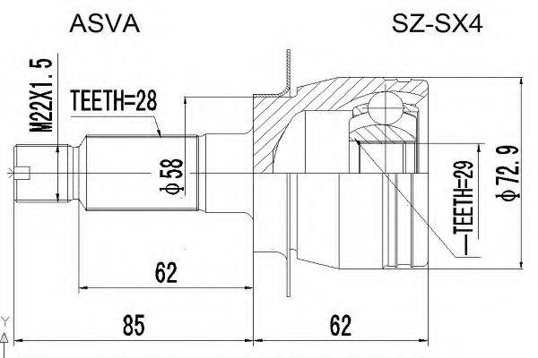 ASVA SZSX4 Шарнирный комплект, приводной вал