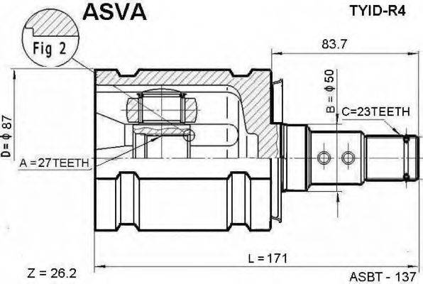 Шарнирный комплект, приводной вал ASVA TYID-R4