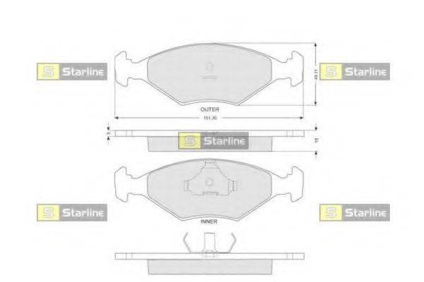 STARLINE BDS221 Комплект тормозных колодок, дисковый тормоз