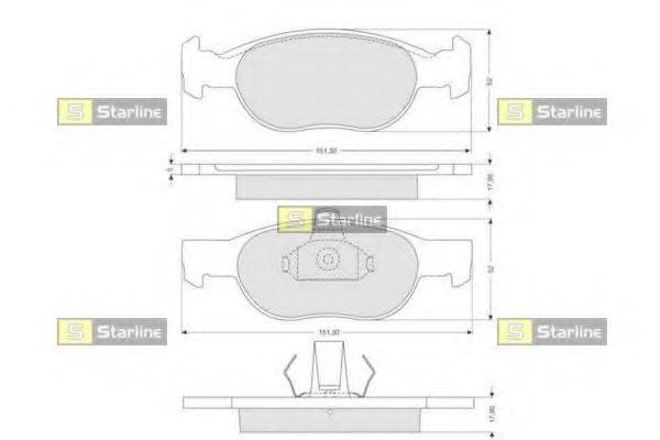 STARLINE BDS208 Комплект тормозных колодок, дисковый тормоз