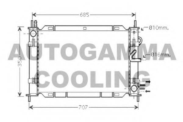 Радиатор, охлаждение двигателя AUTOGAMMA 104262