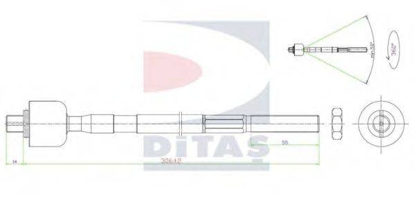 DITAS A25639 Осевой шарнир, рулевая тяга