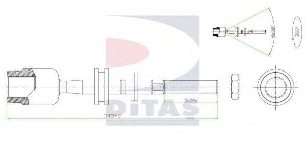 DITAS A25659 Осевой шарнир, рулевая тяга