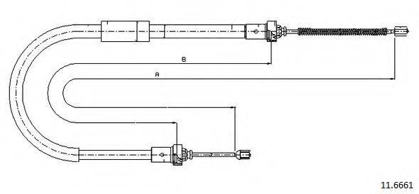 CABOR 116661 Трос, стояночная тормозная система