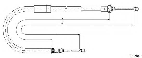 CABOR 116663 Трос, стояночная тормозная система