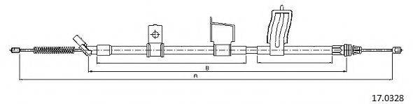 CABOR 170328 Трос, стояночная тормозная система