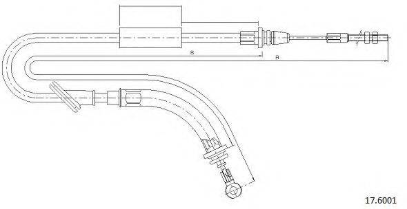 CABOR 176001 Трос, стояночная тормозная система