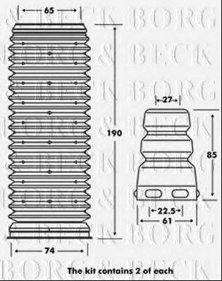 Пылезащитный комплект, амортизатор BORG & BECK BPK7001