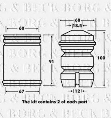 BORG & BECK BPK7018 Пылезащитный комплект, амортизатор