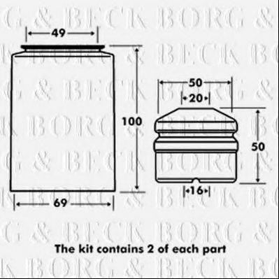 BORG & BECK BPK7028 Пылезащитный комплект, амортизатор