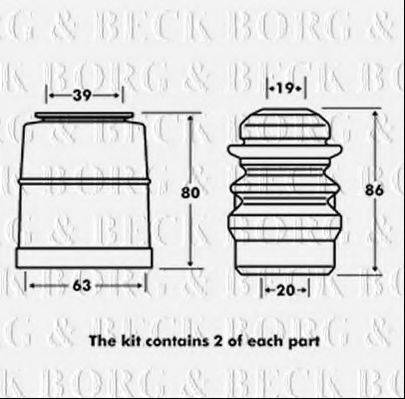 BORG & BECK BPK7074 Пылезащитный комплект, амортизатор