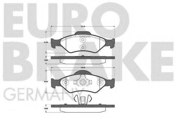 Комплект тормозных колодок, дисковый тормоз EUROBRAKE 5502222556