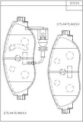 Комплект тормозных колодок, дисковый тормоз ASIMCO KD7033