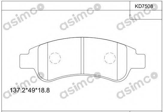 ASIMCO KD7508 Комплект тормозных колодок, дисковый тормоз