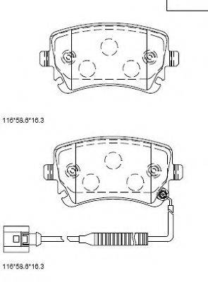 Комплект тормозных колодок, дисковый тормоз ASIMCO KD7581