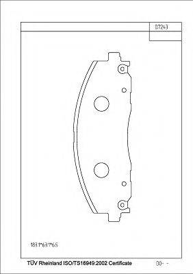 Комплект тормозных колодок, дисковый тормоз ASIMCO KD7243
