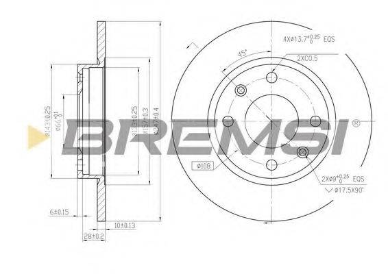Тормозной диск BREMSI DBA059S