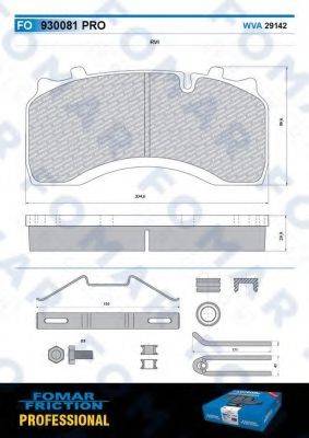 Комплект тормозных колодок, дисковый тормоз FOMAR FRICTION FO 930081