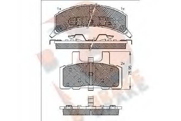 R BRAKE RB1563 Комплект тормозных колодок, дисковый тормоз