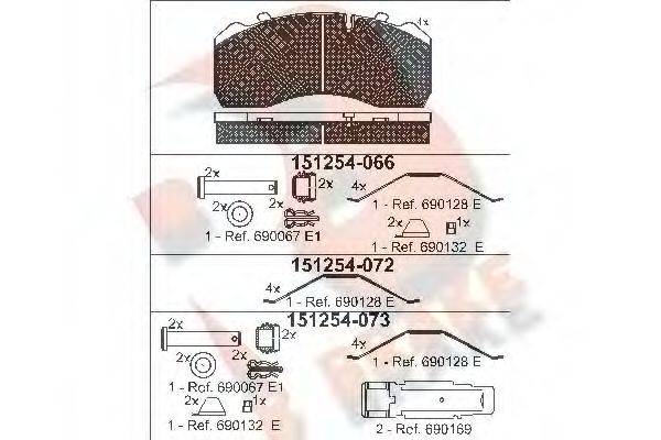 Комплект тормозных колодок, дисковый тормоз R BRAKE RB1254-073