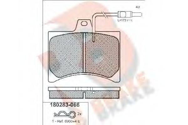 R BRAKE RB0283 Комплект тормозных колодок, дисковый тормоз
