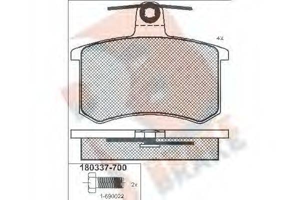 Комплект тормозных колодок, дисковый тормоз R BRAKE RB0337-700