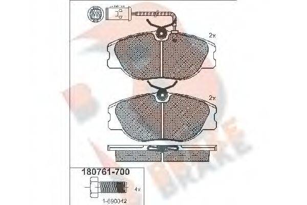 R BRAKE RB0761700 Комплект тормозных колодок, дисковый тормоз