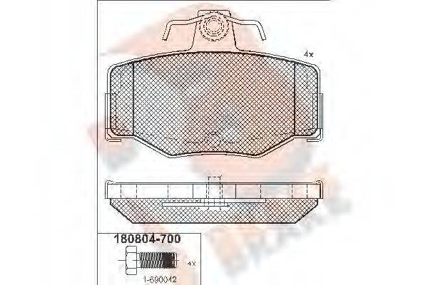 Комплект тормозных колодок, дисковый тормоз R BRAKE RB0804-700