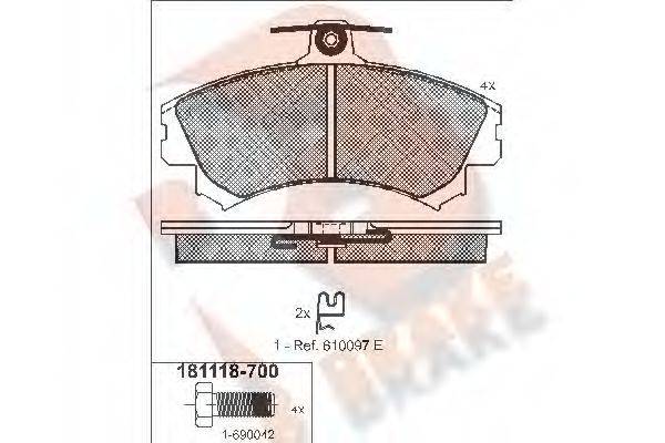 Комплект тормозных колодок, дисковый тормоз R BRAKE RB1118-700