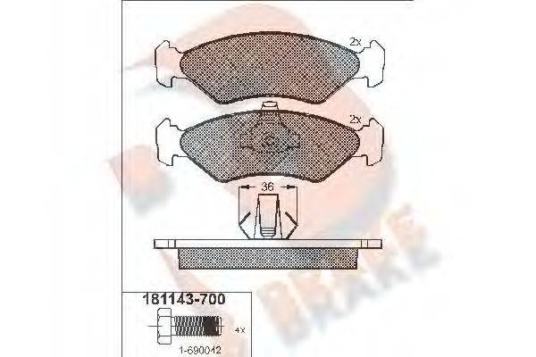 Комплект тормозных колодок, дисковый тормоз R BRAKE RB1143-700