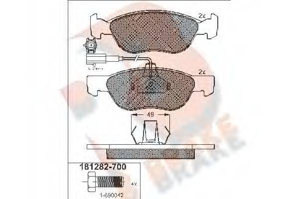R BRAKE RB1282700 Комплект тормозных колодок, дисковый тормоз