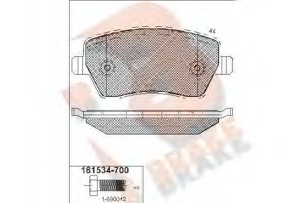 R BRAKE RB1534700 Комплект тормозных колодок, дисковый тормоз