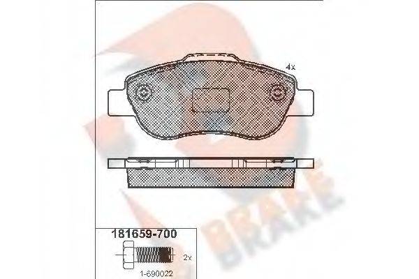 Комплект тормозных колодок, дисковый тормоз R BRAKE RB1659-700