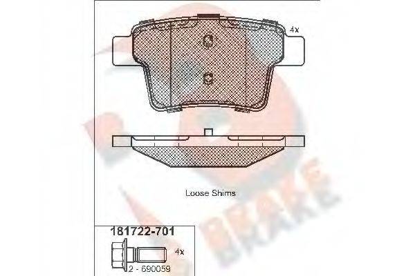Комплект тормозных колодок, дисковый тормоз R BRAKE RB1722-701