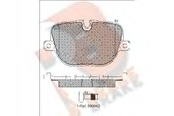 R BRAKE RB1952 Комплект тормозных колодок, дисковый тормоз