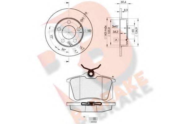 Комплект тормозов, дисковый тормозной механизм R BRAKE 3R06975601